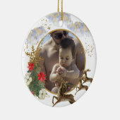 金ゴールドレッドポインセチア最高のツリーパパクリスマスフォト セラミックオーナメント (右)