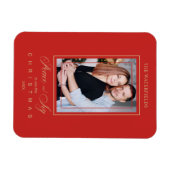 金ゴールドレッドモダンミニマル写真家族 マグネット (横)