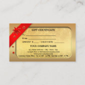 金ゴールドレッドリボンクリスマスギフトカード 割引カード (裏面)