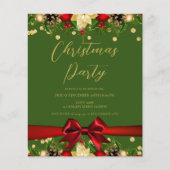 金ゴールドレッドリボングリッタークリスマスグ企業のリーン チラシ (正面)