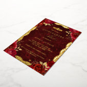 金ゴールドレッドローズレースキンセアニェラ誕生日 箔招待状 (回転した状態)