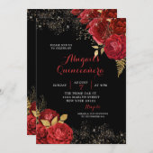 金ゴールドレッドローゼスティレットフローラキンセアニラ 招待状 (正面/裏面)