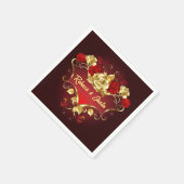 金ゴールドレッドローゼスフローラモダンボホナプキンス スタンダードカクテルナプキン (角)