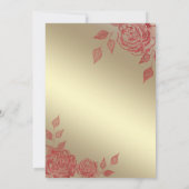 金ゴールドレッドローゼレッドグリッタードレスキンセアニラ 招待状 (裏面)