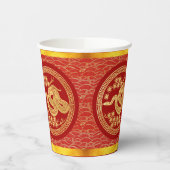 金ゴールドレッド中国のスネーク紙カット2025 PC 紙コップ (左)