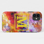 金ゴールドレッド抽象芸術アートモノグラム Case-Mate iPhoneケース (裏面(横))