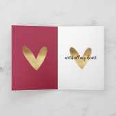 金ゴールドレッド私はあなたを愛するハート カード (内部)