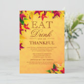 金ゴールドレッド紅葉感謝祭ディナーパーティー 招待状 (スタンド正面)