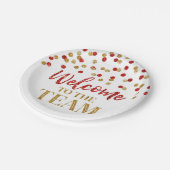 金ゴールドレッド紙吹雪がチームにようこそ ペーパープレート (アングル)