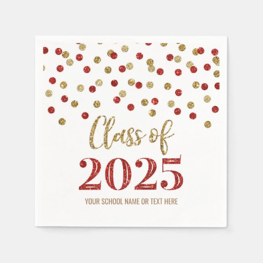 金ゴールドレッド紙吹雪クラス2025ナプキンス スタンダードカクテルナプキン (正面)