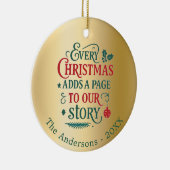 金ゴールドレッド緑の私たちの物語タイポグラフィクリスマス セラミックオーナメント (右)