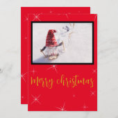 金ゴールドレッド1写真クリスマス シーズンカード (正面/裏面)