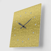 金ゴールドレトログリッターとスパークル2 スクエア壁時計 (傾斜)