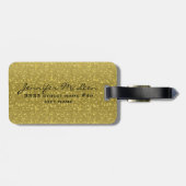 金ゴールドレトログリッターとスパークル ラゲッジタグ (裏面横)