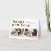 金ゴールドレトロタイポグラフィハッピーニューイヤー2写真 シーズンカード (正面)