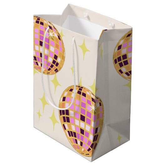 金ゴールドレトロディスコボールベージュ ミディアムペーパーバッグ (裏面アングル)