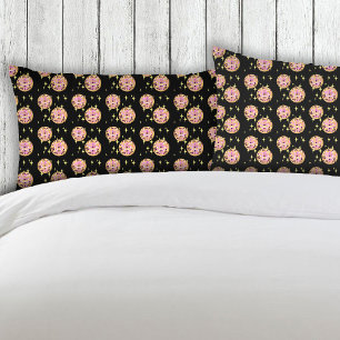 金ゴールドレトロディスコボールミラーボールブラック 枕カバー