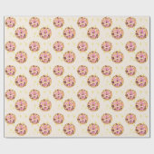 金ゴールドレトロディスコボールミラーボールベージュ ラッピングペーパー (フラット)