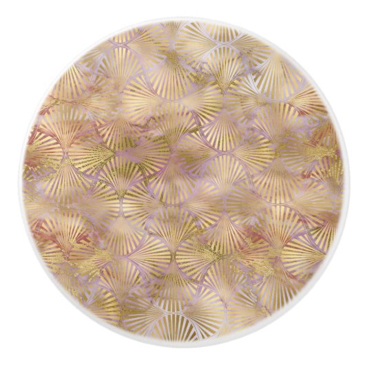 金ゴールドレトロマーブルファンカスタム セラミックノブ (正面)