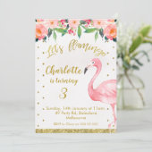 金ゴールドレフェイクッツフラミングル誕生日招待状 招待状 (スタンド正面)