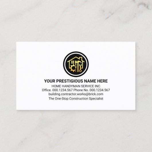 金ゴールドレンガの壁の上の手作りツール 名刺 (裏面)