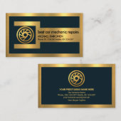 金ゴールドレンチフレーム金ゴールドタイヤ車の整備士 名刺 (正面/裏面)