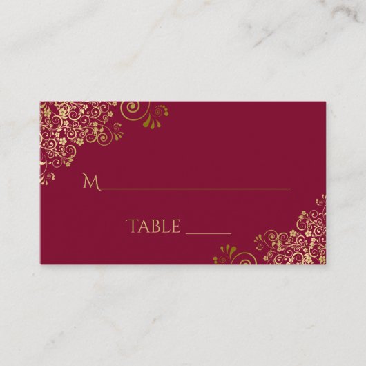 金ゴールドレーエレガントスバー結婚グンディの護衛カード プレイスカード (正面)