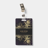 金ゴールドレースと花 バッジ (クリップ付き裏面)