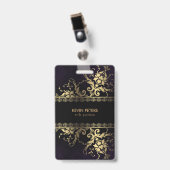 金ゴールドレースと花 バッジ (クリップ付き表面)