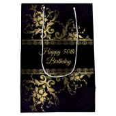 金ゴールドレースと花 ミディアムペーパーバッグ (裏面)