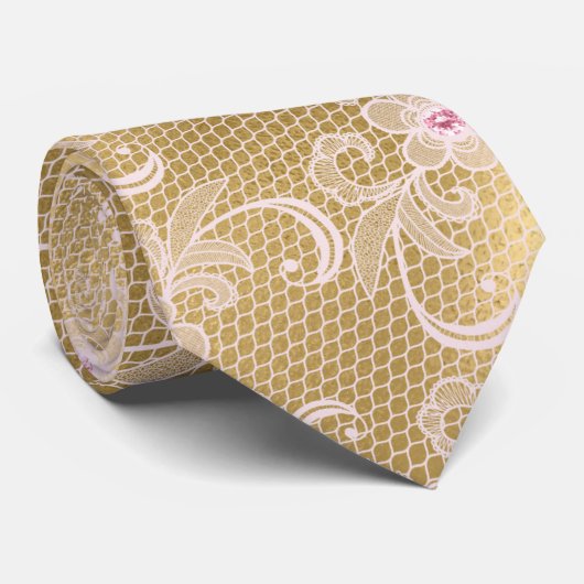 金ゴールドレースのメンズタイエレガント ネクタイ (ロール)