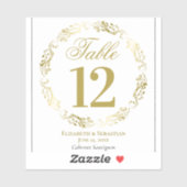 金ゴールドレースの白結婚のテーブル番号ワインラベル シール (シート)