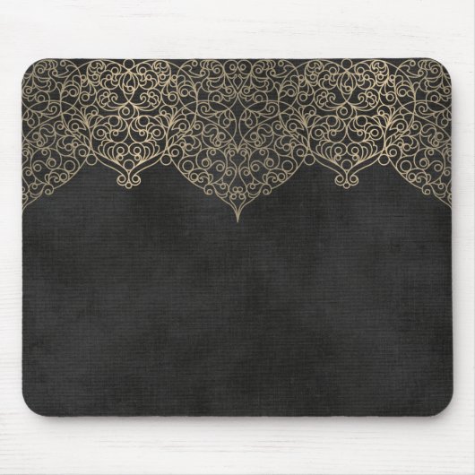 金ゴールドレースオンブラック マウスパッド (正面)