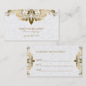 金ゴールドレースオンプラッシュホワイトダマスク 予約カード (正面/裏面)