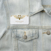 金ゴールドレースオンプラッシュホワイトダマスク 名札 (インサイチュ)