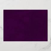 金ゴールドレースオンプラムパープル結婚のリハーサルディナー 箔招待状 (裏面)