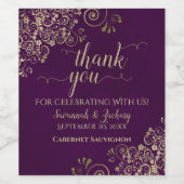 金ゴールドレースオンプラム結婚パープル ワインラベル (シングルラベル)