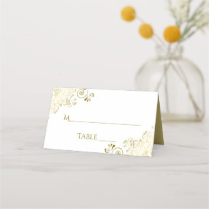 金ゴールドレースオンホワイトエレガント書ウェディング – インプレース プレイスカード