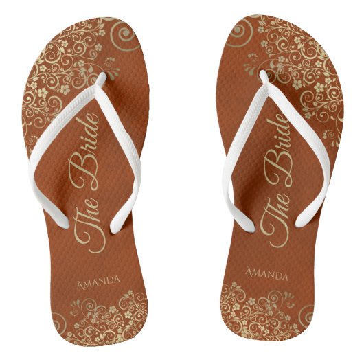 金ゴールドレースオンラストオレンエレガントジブライド結婚ズ ビーチサンダル (ソール)