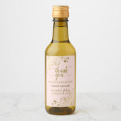 金ゴールドレースオン赤面結婚ピンクのサンキューミニ ワインラベル (正面)