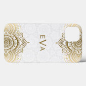 金ゴールドレースオーナメントカスタムホワイトバックグラウンド Case-Mate iPhoneケース (裏面 (横))