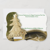 金ゴールドレースクリスマスツリークリスマスフォトカファンシーット シーズンカード (裏面)