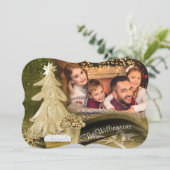 金ゴールドレースクリスマスツリークリスマスフォトカファンシーット シーズンカード (スタンド正面)