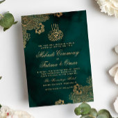 金ゴールドレースグリーンイスラムムムメンディ式 招待状
