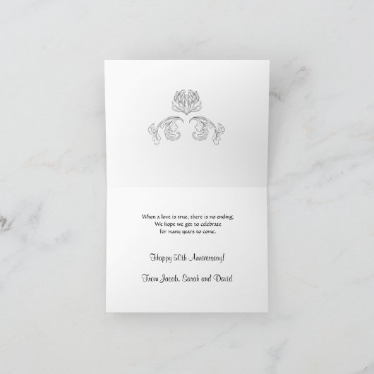 金ゴールドレースサテンリボン50thゴールデンアニバーシャルカード カード (内部)