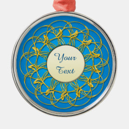 金ゴールドレースサークルと白い円(文字) メタルオーナメント