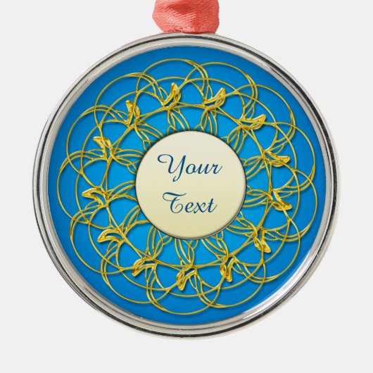 金ゴールドレースサークルと白い円(文字) メタルオーナメント (正面)