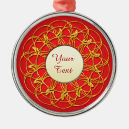 金ゴールドレースサークルホワイトサークルレッド文字付き メタルオーナメント