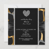 金ゴールドレースダイヤモンドハートワイルドバースデーパーティー写真 招待状 (裏面)