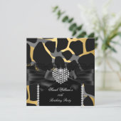 金ゴールドレースダイヤモンドハートワイルドバースデーパーティー 招待状 (スタンド正面)